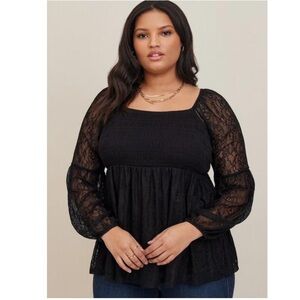 Torrid Black Lace Long Sleeve Top new with tags